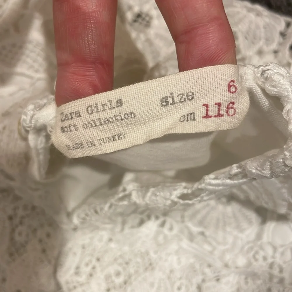 Zara Girls Soft Collection White Floral Lace Dress size 6
